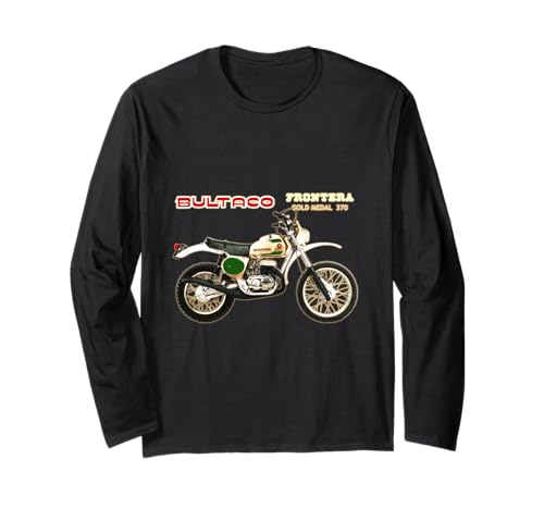 Classic Bultaco Motocicleta Frontera Medalla Oro 350 Biker Manga Larga