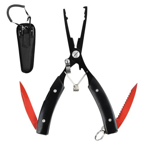 Daelesr Alicates de Pesca, Alicates Multifuncionales de Acero Inoxidable, Pesca Juego Herramientas Anzuelos Portátil, Split Ring Plier Cortador de Línea Removedor de Gancho