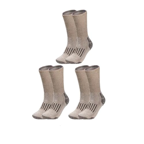MOVDARL 1/2/3 pares de calcetines de lana para hombre, para otoño e invierno, calcetines térmicos gruesos, transpirables, para deportes al aire libre, talla L, Marrón 3 pares, EU39-41 US7-8.5