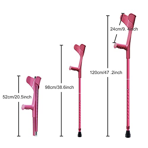 Muletas de antebrazo, muletas de brazo plegables ergonómicas y livianas con asas de goma para trabajo pesado, bastón antideslizante para adultos, negro/rosa/azul