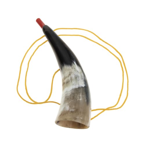 GARIOUANS Cuerno Vikingo Artesanal de Búfalo Natural 17-20 CM Juguete Musical de Trompeta para Animar Juegos y Apoyo de Vítores Generador de Ruido Educativo para Color Color Aleatorio