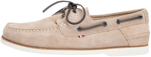 Tommy Hilfiger Th Boat Shoe Core Suede Fm05387 Chaussures Bateau pour Homme, Beige (Taupe côtier), 42