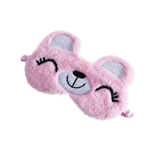 TOKIDNY クマの遮光アイマスク ぬいぐるみ 幼児のヘッドバンド 子供用アイパッチ 子供の目 スリーピングアイマスク 旅行用スリープマスク スリープアイマスク 睡眠目隠し サテン ピンク