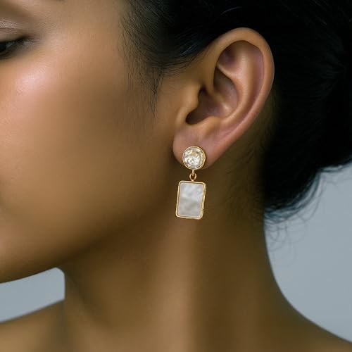 Boucles d'oreilles pendantes en cristal de quartz légères et anti-ternissement