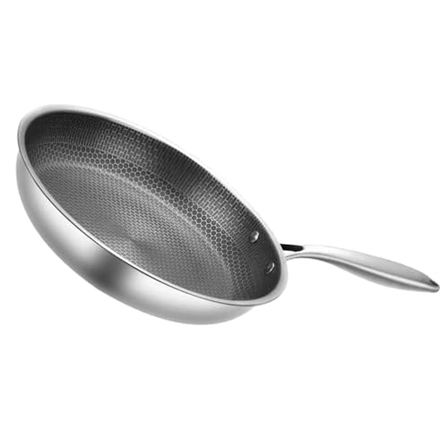 Wok de acero inoxidable con diseño Honeycomb 18.1x10.2x1.9in