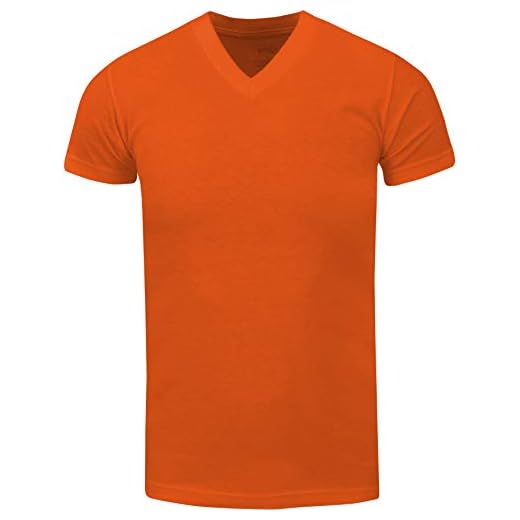 Camiseta masculina de algodão pesado – Camiseta básica de manga curta com gola em V de 175 g tamanho regular grande e alto, Laranja, M