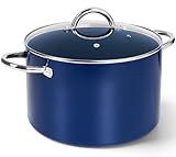 Picture of MICHELANGELO 8 Quart Stock Pot with Lid, Non Toxic Cooking Pot, Ceramic Soup Pots with Lid, Non Stick Pot with Stainless Steel Handle, Induction Compatible