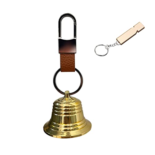 2" Loud Bear Bell With Whistle Set For Hikers Hiking Gear Solid Brass Bear Bells With Silencer Emergency Whistle And Carabiner For Survival Hiking Climbing Biking Fishing #TOP28