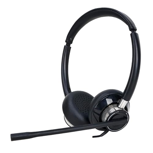 Voix 960 Pro USB Wired On Ear Headphones with Mic, Noise Cancellation Headset Wired Headphones with Mic for Call Center, Office,Gaming PC & Online Classes (Black)