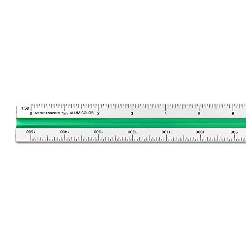 Image of Alumicolor Aluminum Engineer Metric Color-Coded Solid Drafting Scale, 30CM, Silver,3453-1