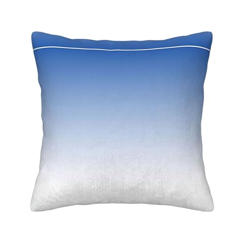 Housse de coussin bleu velours côtelé texturé ombré pour canapé
