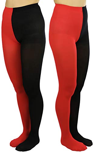 Image of ToBeInStyle Women's Two Toned Vibrant Jester Contrast Opaque Multicolored Tights