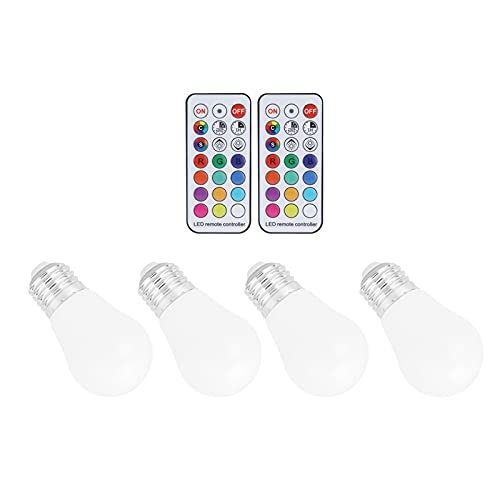 Fafeicy Bombilla RGB, 4 Piezas Bombilla RGB Bombillas de 12 Colores 5W Bombillas LED Bombilla LED PBT 500LM Regulable con de Color E27 E26 Espiral Coloridas, Bombillas LED