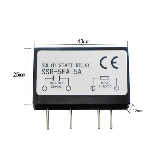 Relais statique SSR-5FA PCB sans bruit mécanique DC-AC 5A avec broches