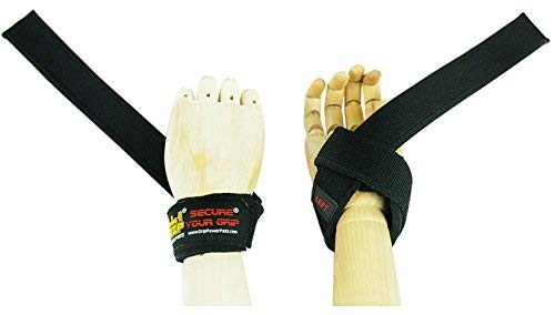 Image of Best Heavy Duty Lifting Straps Neoprene Padded 1 Pair Wrist Wraps & Rubbery Grip Support Straps with Cotton Coated Rubber on One Side