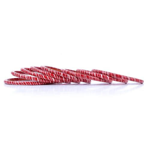 Image of Lac Bangle Set For Women and Girls | Jaipuri Lakh Lehariya Chudi Set | Rajasthani Traditional Chuda |Set of 8