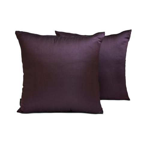 The HomeCentric Luxe Prune foncée Oreiller Lot de 2, 40 x 40 cm Art Soie Coussin Simple et Solide, Housse de Coussin avec Housse de Coussin Solide, Moderne...