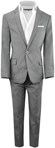 Black n Bianco Boys' First Class Slim Fit Suits Lightweight Style. Presented by Baby Muffin (14, Rustic Gray)