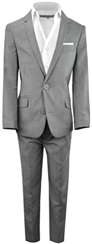 Black N Bianco Boys' First Class Slim Fit Suits Lightweight Style. Presented By Baby Muffin (14, Rustic Gray) #TOP3