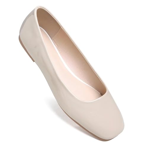 Image of ChaiRong Zhou Women Square Toe Ballets Flats Comfort Slip On Walking Shoes for Driving