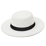 GEMVIE Sombrero Fedora Unisex Panama Hombre Mujer Sombrero de ala Ancha Cordobés,Blanco,Talla única