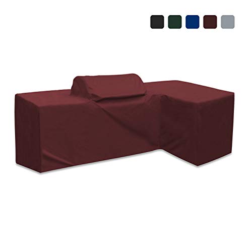 Outdoor Kitchen Cover 18 Oz Waterproof - Left - Customize Your Kitchen Cover with Any Dimensions - 100% UV & Weather Resistant Outdoor Kitchen Island Cover (Burgundy)