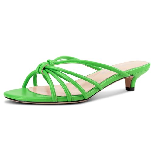 Image of TNYNFBEB Womens Sandals Mules Low Kitten Heel Open Toe Shoes Slip-on Slingback Prom Party Dress Summer 1.4 Inches Heels