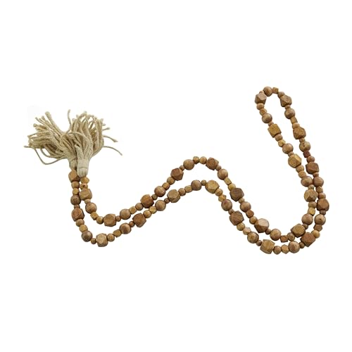 Deco 79 Mango Wood Handmade Hexagon Carved Geometric Long Garland with Tassel, 80" x 1" x 1", Brown by Deco 79 - Image 4