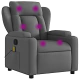 KTPRTOCK Manual Reclining Massage Armchair with 135 Degree Tilt, Dark Gray Fabric Recliner with 6-Point Vibration, Dual Cup Holders and Side Pocket, Supports 242.5 lbs