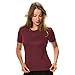 Produktbild Merino.tech 100% Merino Shirt Damen Wandern - Merinowolle Tshirt Damen Kurzarm - Sport Thermo Unterhemd - Natürlich Weich Unterwäsche Damen (Small, Burgundy Wine Crewneck)