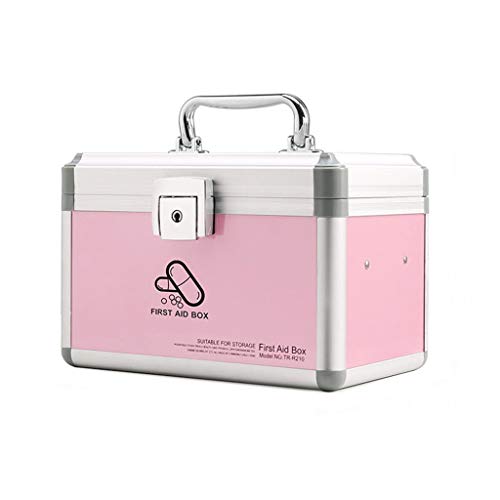 Preisvergleich Produktbild Jinxin-schmuckschatulle Abschließbarer 2-Schicht-Erste-Hilfe-Koffer, haltbarer Aluminiumrahmen-Medizin-Vorratsbehälter für Zuhause, Reise-Arbeitsplatz (Farbe : Rosa)