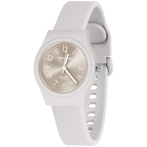 OFFCUP Reloj para Mujer con Correa de Silicona, Relojes Deportivos de 38mm, Reloj de Analógico Cuarzo con Esfera de Fácil Lectura, Reloj de Pulsera para Enfermeras Estudiantes y Niñas(B-Gris)