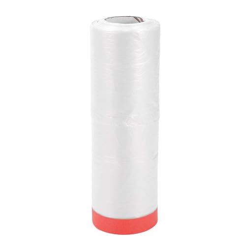 Image of Pre-Taped Masking Film Plastic Cover PE Film Masking Paper 1 Pc 2500x110cm / 82.02ftx43.31 inch White Red