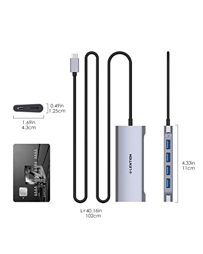 LENTION 3.3FT Long Cable USB C Multiport Hub with 4K HDMI, 4 USB 3.0, Type C Charging Adapter Compatible 2020-2016 MacBook Pro 13/15/16, New Mac Air/Surface, Chromebook, More (CB-C35-1M, Space Gray)