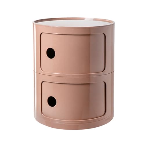 BOBORE Mesita de Noche Redonda con cajones, mesita de Noche pequeña, gabinete de Almacenamiento con Puerta corredera, Mesa Auxiliar Moderna for Sala de Estar, Dormitorio, baño, Oficina (Color : Pink