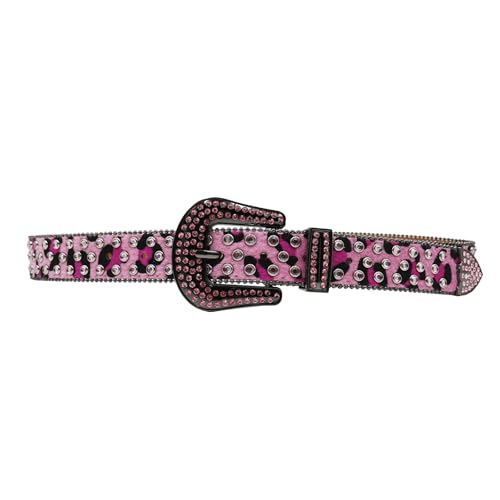 Women Belt Leopard Rhinestone Y2K Women Decoration Rhinestone Jeans Belt4