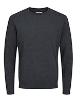 JACK & JONES Herren Jjebasic Knit Crew Neck Noos Pullover, Dark Grey Melange, L EU