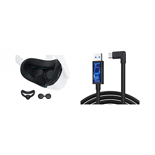 KIWI design USB C Cable 16 Feet/5 Meters and Silicone Face Cover Pad for Oculus Quest 2 with Lens Protector KIWI design USB C Cable 16 Feet/5 Meters and Silicone Face Cover Pad for Oculus Quest 2 with Lens Protector