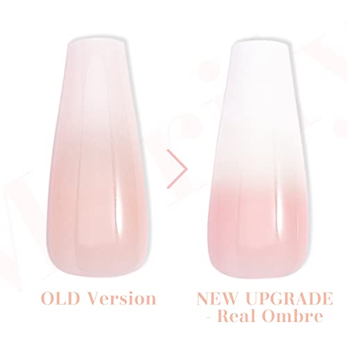 Morily 24Pcs Fake Nails Ombre Ballerina Long Coffin Press On Nail False Tips Artificial Finger Manicure For Women And Girls (White) #TOP3
