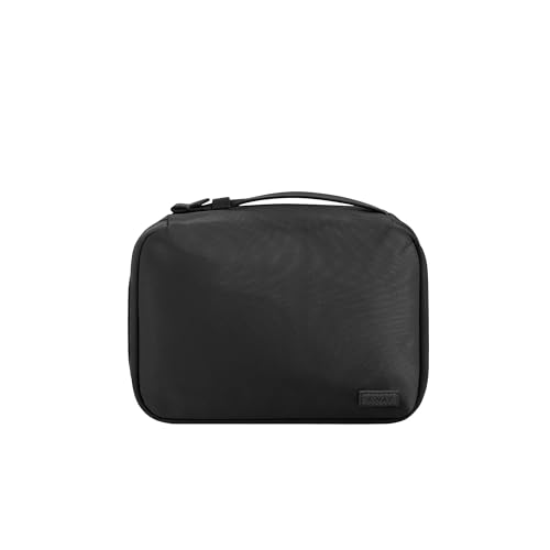 Image of Away Small Toiletry Bag - Water-Repellent Travel Toiletry Bag with Clamshell Opening, Interior Compartments, Retractable Top Handle - Jet Black