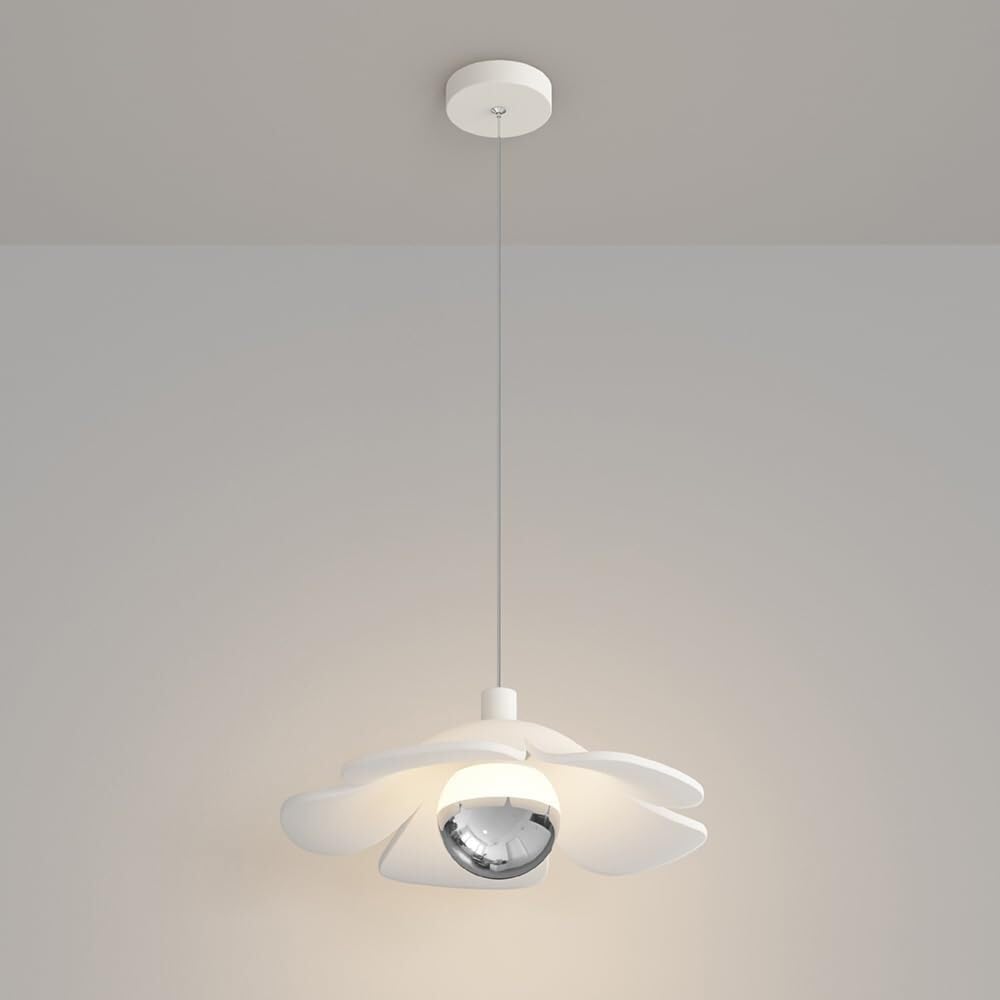 OIFAODAO Hanging lamp, 3 Color Temperatures 7W Chandelier with Resin Shade Bedroom Bedside(Five Petal Flower)