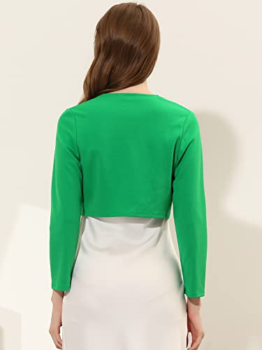 Image of Allegra K Women's Elegant Bolero Shrugs Lace Insert Business Office Open Front Crop Cardigan Small Grass Green