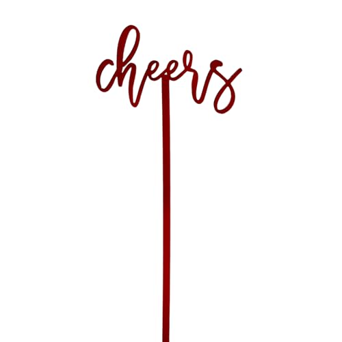 The Cotton & Canvas Co. Cheers Drink Stirrers, Party Cocktail Sticks, Holiday Swizzle Sticks, New Years Party, Wedding, Christmas, Custom Drink Marker, Set of 12, Burgundy