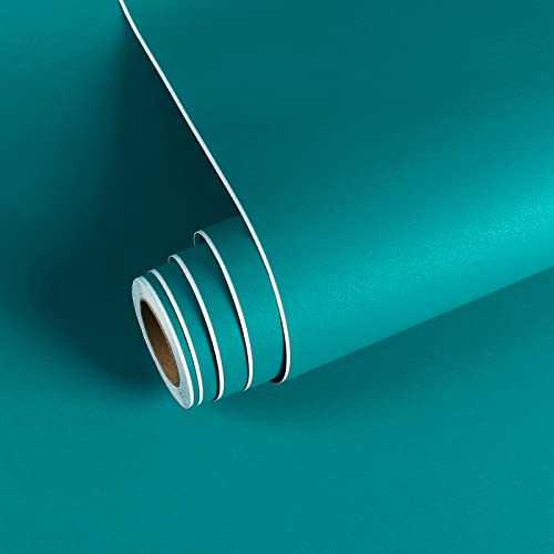 Papier peint bleu turquoise mat et repositionnable, vinyle étanche