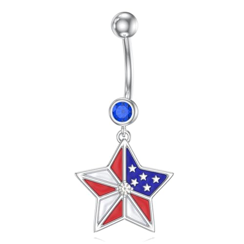 Lypic 4th of July Belly Button Ring 925 Sterling Silver