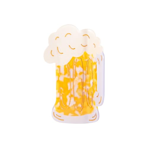 Beer Mug Shaped Hair Claw, Acetate, Yellow and White,Birthday Gift for Women Mother Day Present 1PC