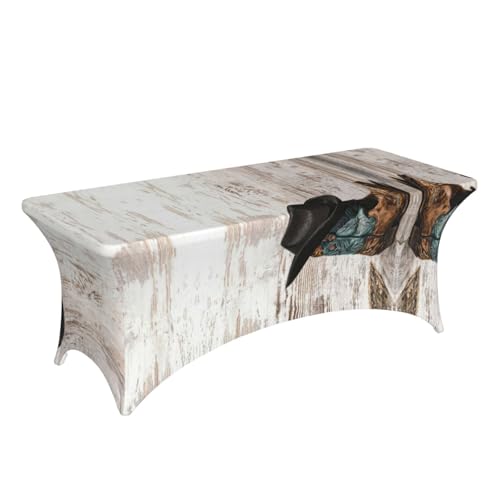 Nappe extensible élasthanne 1,8 m pour table pliante buffet thème cowboy