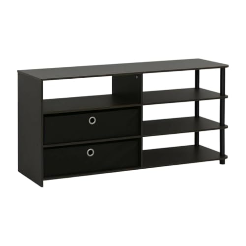 Furnifact Walnut TV Stand for up to 50-Inch with Bins,