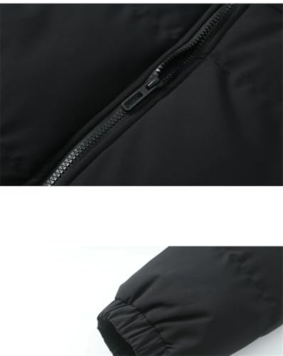 Men Solid Color Stand Collar Pockets Cotton-Padded Classic Thicken Oversized Zipper Parka Coat4