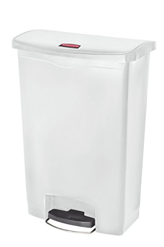 Image of Rubbermaid Commercial Products Streamline Slim Step-On Plastic Trash Can, 24 Gallon, White, Hands-Free Garbage Can for Medical Waste in Hospitals /Lab /Emergency /Patient Rooms